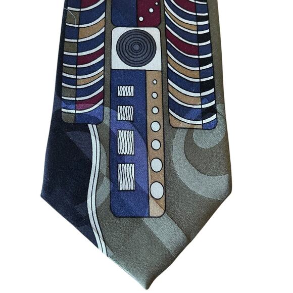 Screenplay by Martin Wong Silk Dress Tie Made in USA Abstract Print 58" 3.75" - Picture 2 of 6